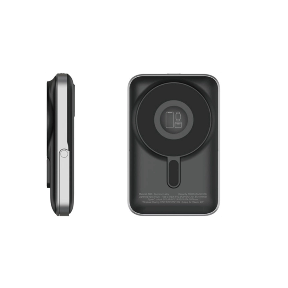 3'ü 1 arada 10000 mAh Manyetik MagSafe Kablosuz Şarj Güç Bankası, iPhone iWatch Kulaklıklar için Katlanabilir Metal Braketli Telefon Tutucu (MH-P70)