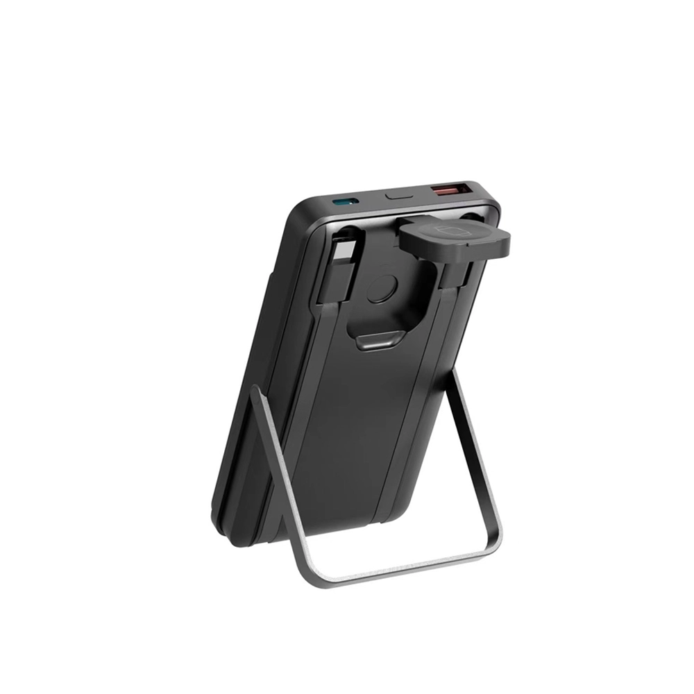 10000 mAh magnetische faltbare kabellose Ladegerät-Powerbank mit integrierten PD-Schnellladekabeln und digitaler LED-Leistungsanzeige (MH-P75)