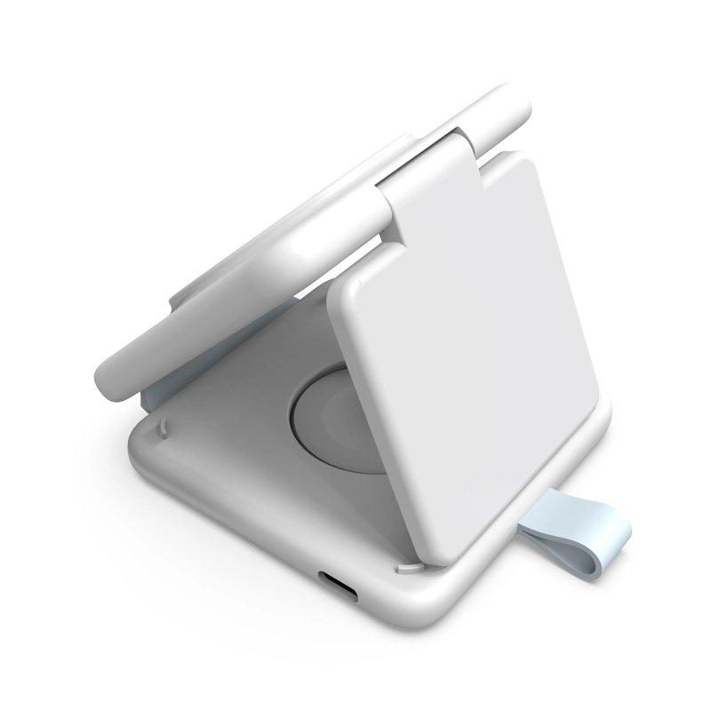低价紧凑型可折叠 15W 磁性无线充电器,带 Apple Watch 床头柜模式和 LED 充电指示灯夜灯 (MH-Q590)