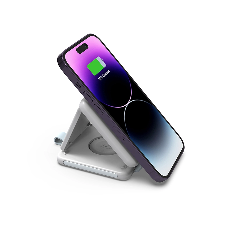低价紧凑型可折叠 15W 磁性无线充电器,带 Apple Watch 床头柜模式和 LED 充电指示灯夜灯 (MH-Q590)