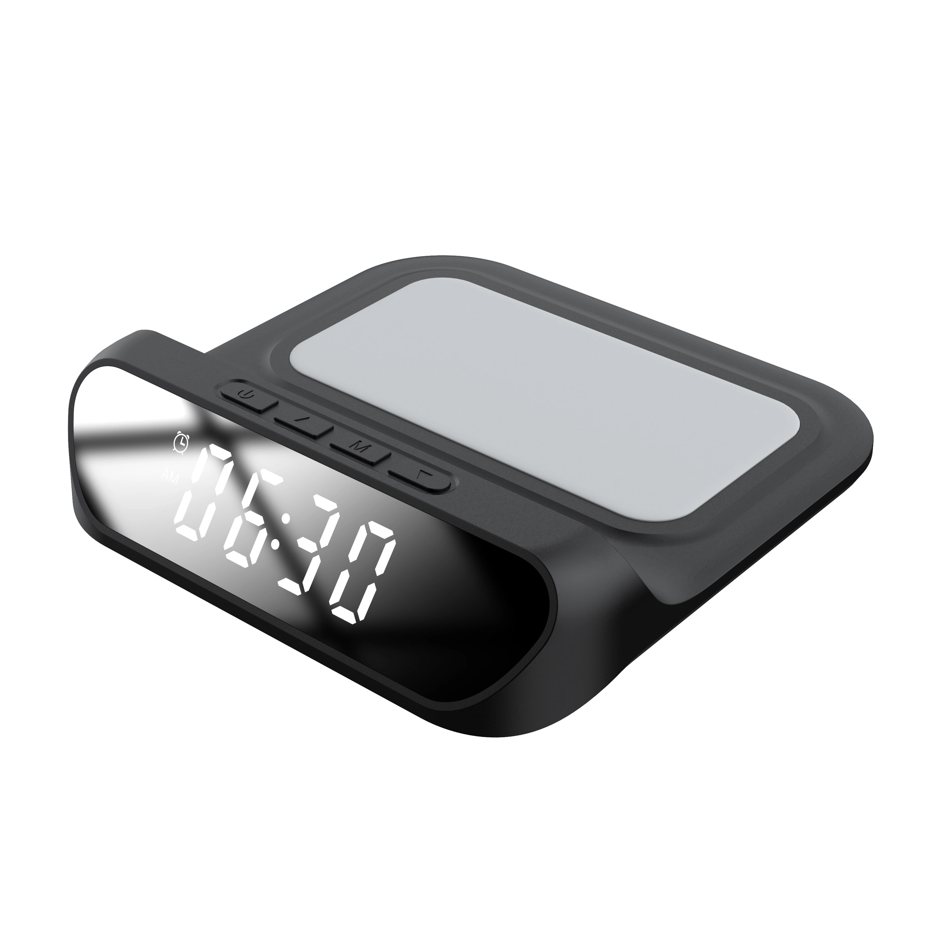 China Hot Selling 15W Fast Wireless Charger Alarm Clock Station With Digital LED Display For All Qi-Enabled Smartphones And Earbuds (MH-D60) manufacturer