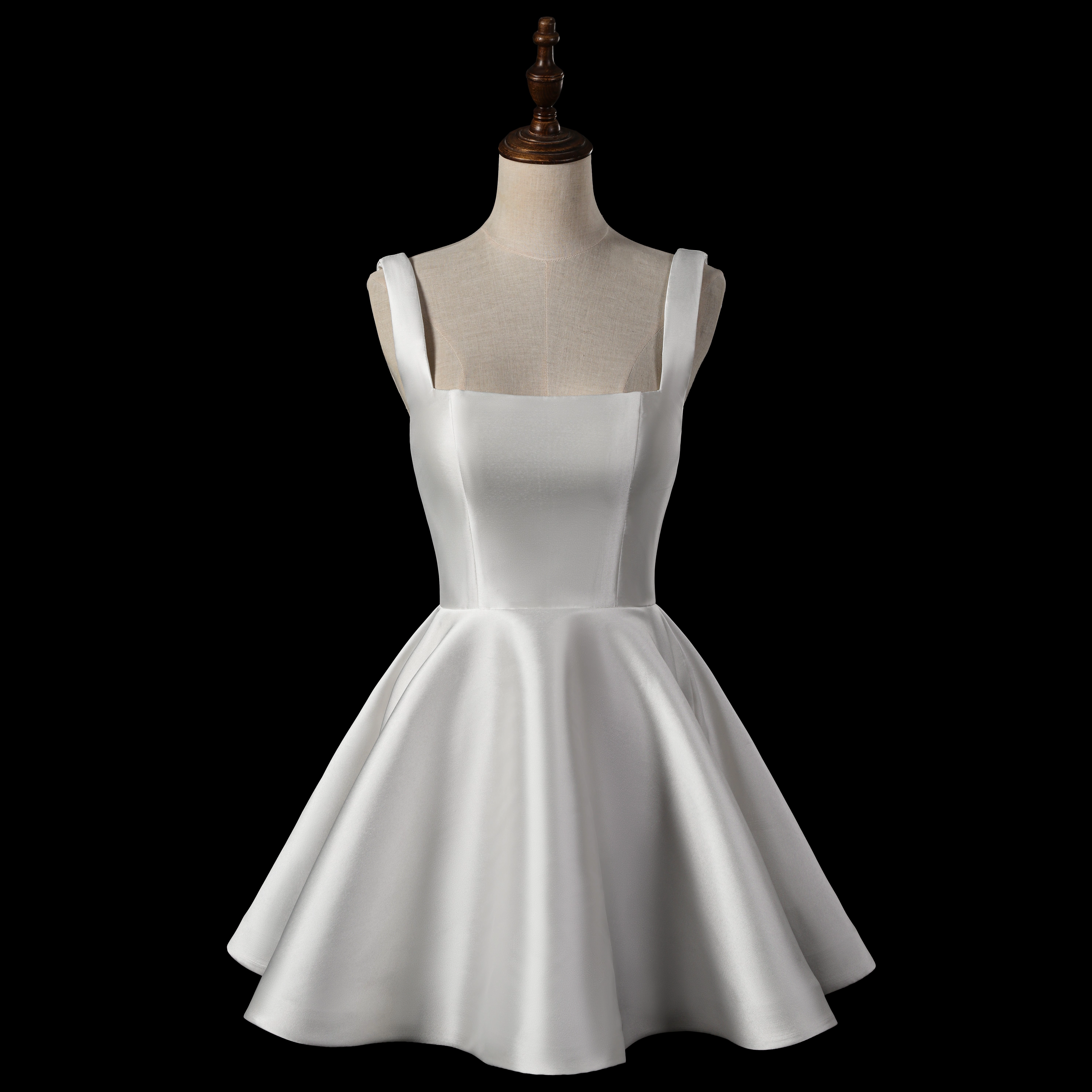 Simple Satin Satin Short Bask Vestido de novia de satén