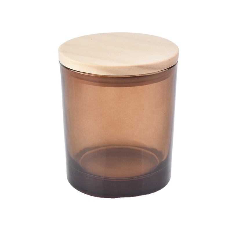 10oz popular brown candle jar with wooden lid