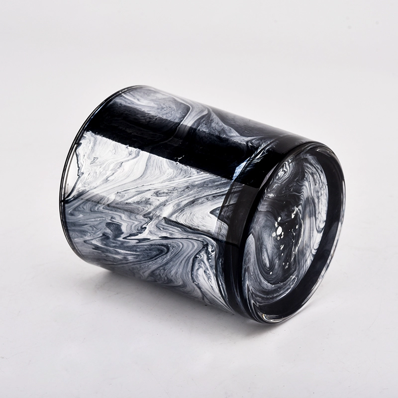 custom black hand paint 8oz glass candle jar