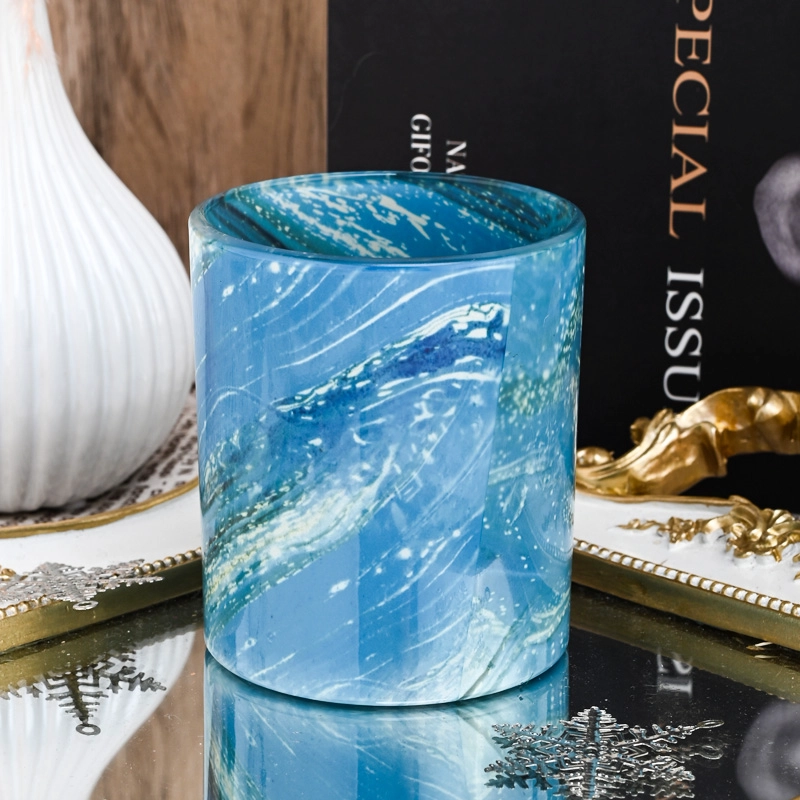 Fancy Colorful Pattern onto Glass Candle Jars 8oz Glass Candle Holders Fancy Colorful Pattern onto Glass Candle Jars 8oz Glass Candle Holders