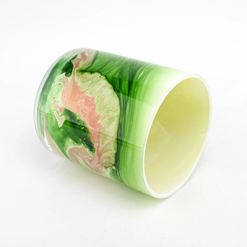Hot sale 390ml green glass candle jar with round bottom supplier
