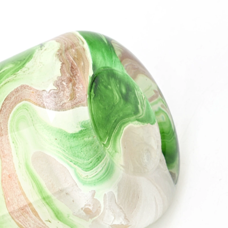 Hot sale 390ml green glass candle jar with round bottom supplier