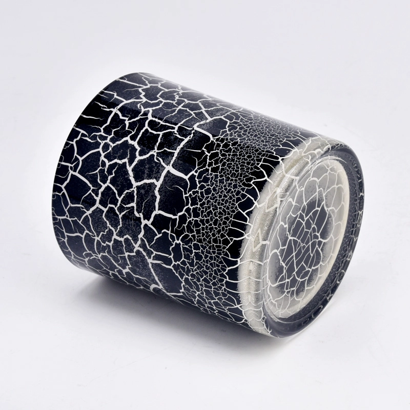 Wholesale Hand Painted Glass Candle Jar Black Cracks Glass Candle Jar