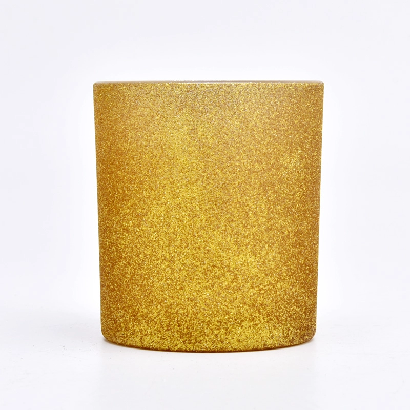Christmas Wedding Party Decorative Glass Candle Holder Luxury Gold Sanding 8oz Glass Candle Jars