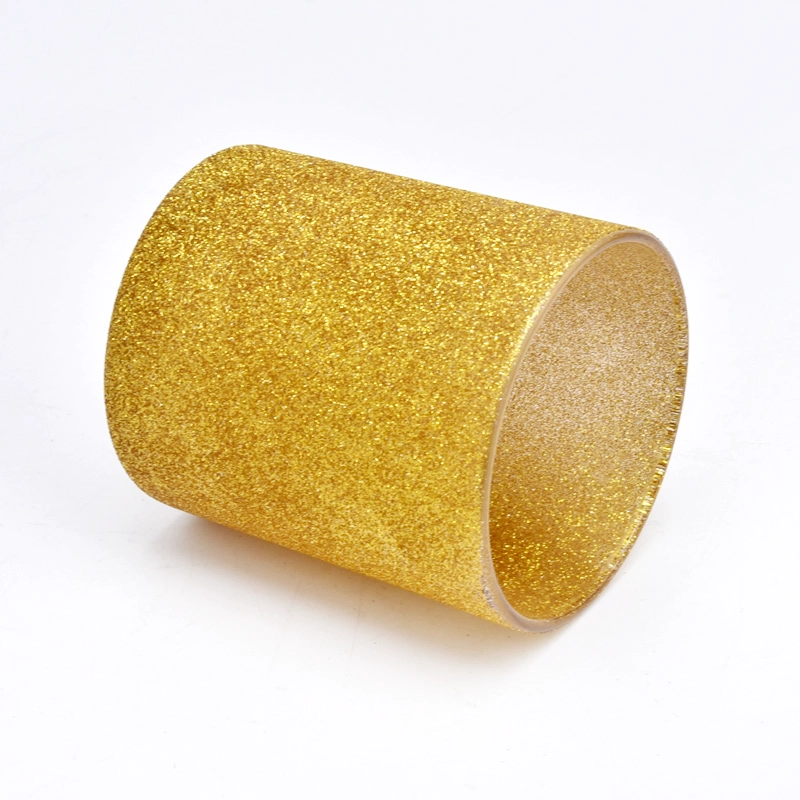 Christmas Wedding Party Decorative Glass Candle Holder Luxury Gold Sanding 8oz Glass Candle Jars