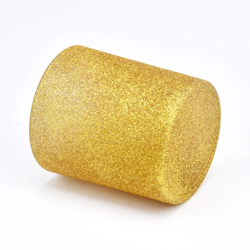 Christmas Wedding Party Decorative Glass Candle Holder Luxury Gold Sanding 8oz Glass Candle Jars