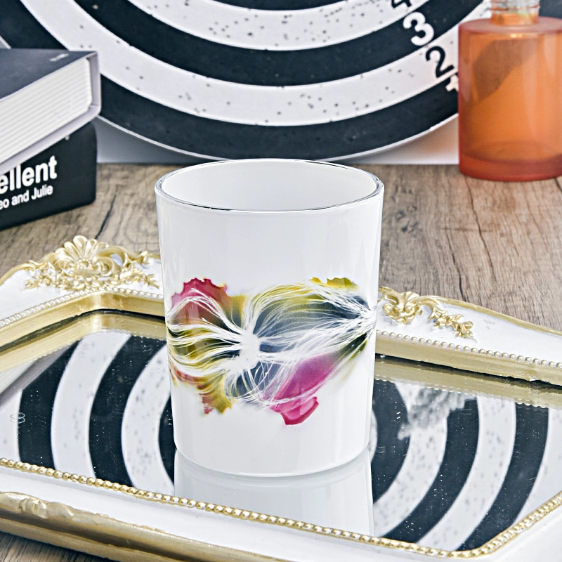 white Glass Candle Jar custom design glass vessel wholesale
