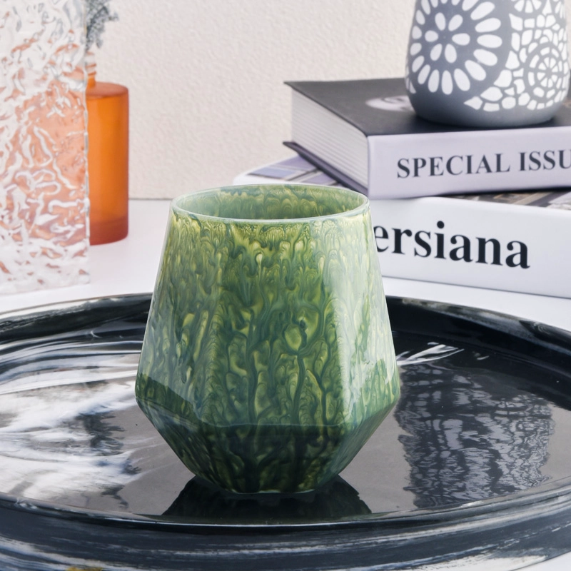 glass jar New design glass candle vessel polygon glass jar for home decor