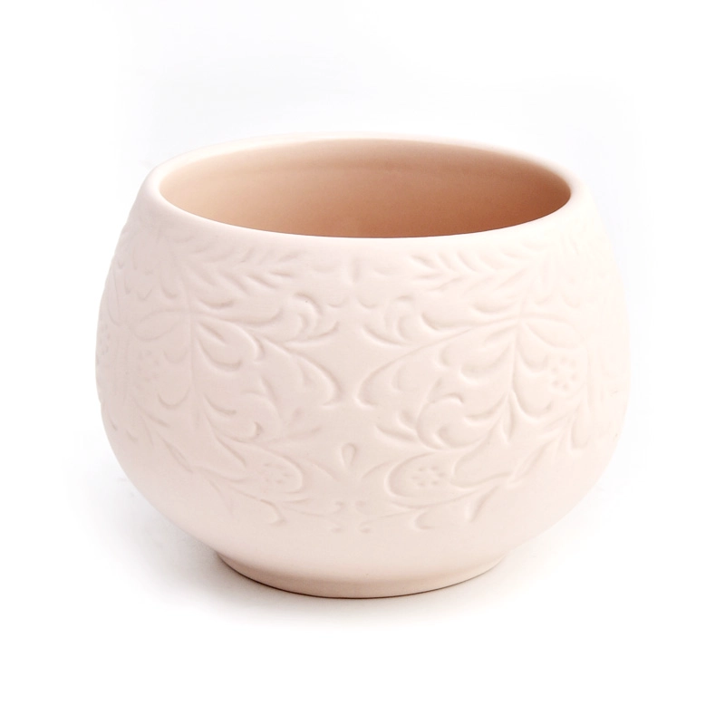 New Arrival Ceramic Candle Container with emboss logo Wholesale