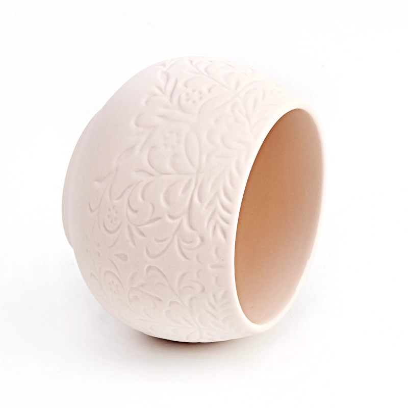 New Arrival Ceramic Candle Container with emboss logo Wholesale