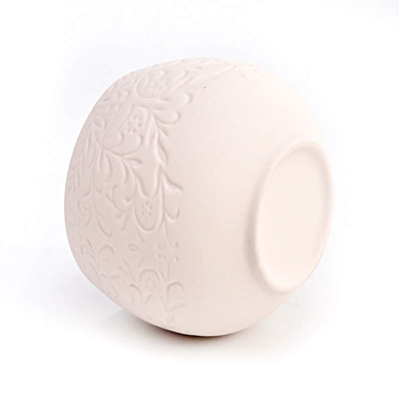 New Arrival Ceramic Candle Container with emboss logo Wholesale