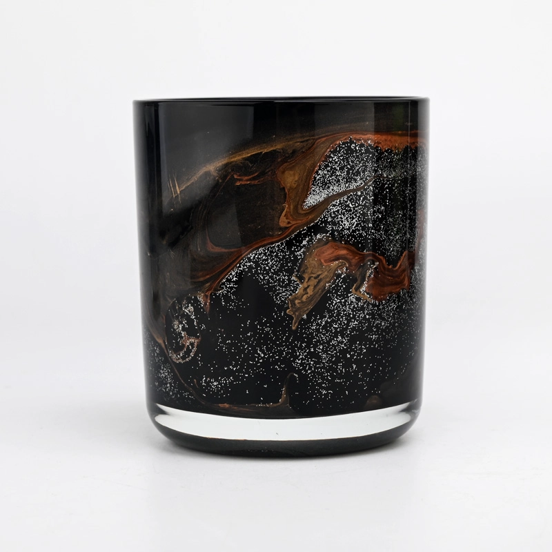 luxury black glass candle vessel with round bottom 10 oz glass jar supplier