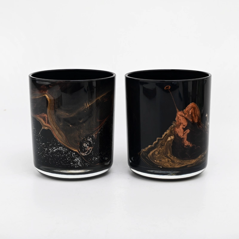 luxury black glass candle vessel with round bottom 10 oz glass jar supplier