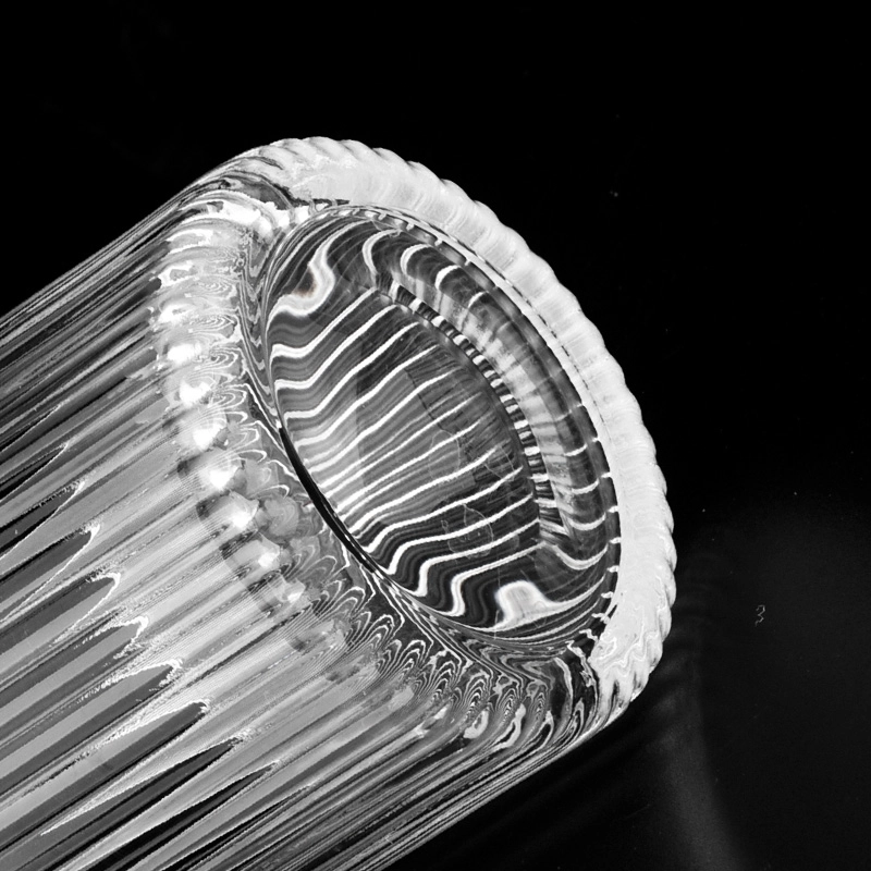 Wholesale Ribbed Glass Candle jars Popular Ribbed Glass Candle Holders