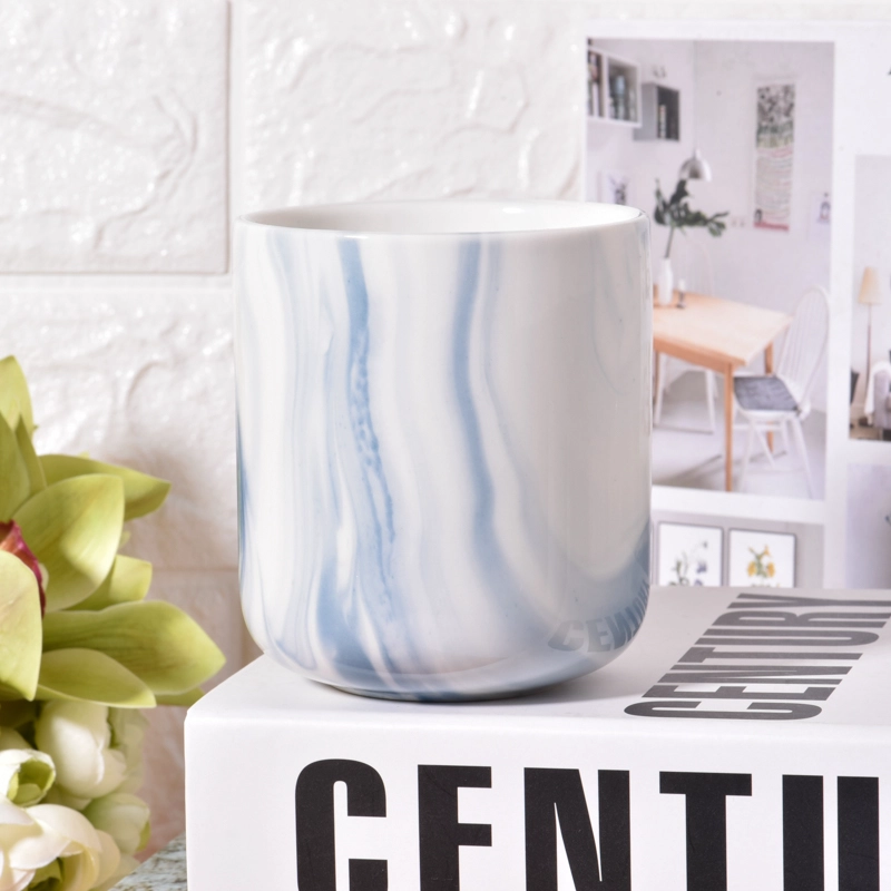 marble pattern ceramic candle jar with home decorative wholesale