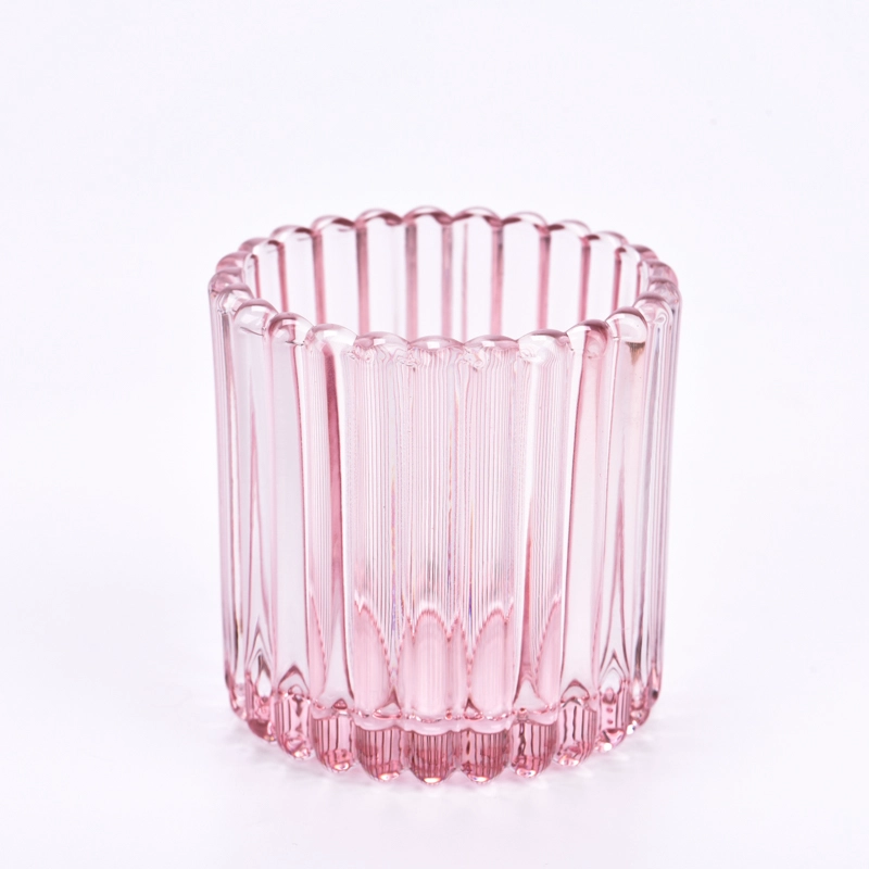 Wholesale 8oz 10oz Home Decoration Small Vertical Stripe Glass Candle Jar for Candles