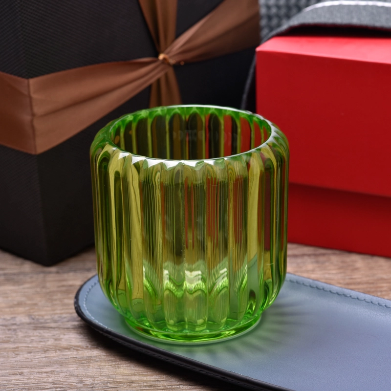 Wholesale Vertical Stripe Design Scented Candle Jars for Candles Glass Container for Soy Wax