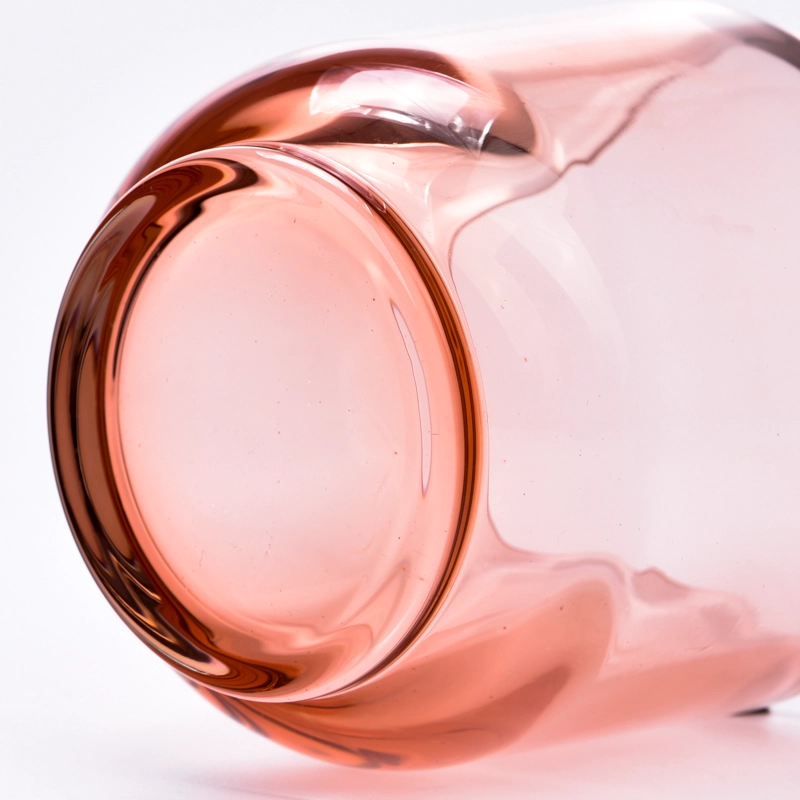 Popular transparent pink glass candle jar with home decor wholesale