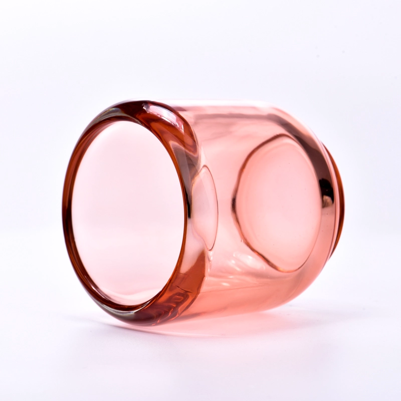 Popular transparent pink glass candle jar with home decor wholesale
