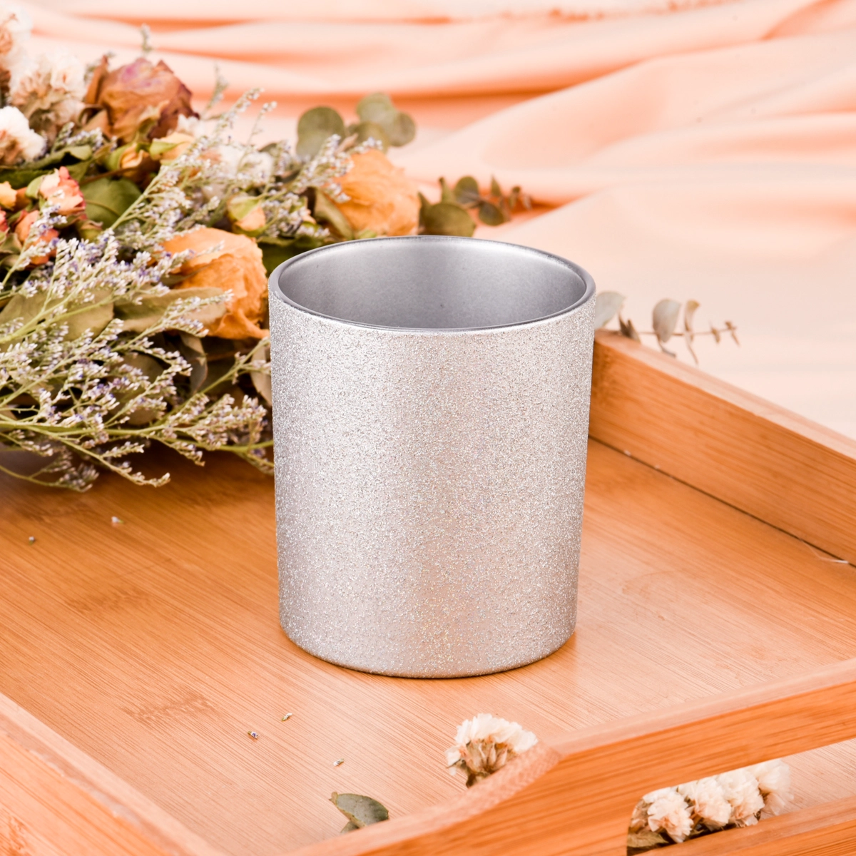 Silver decoration glass jars for candle making wholesale