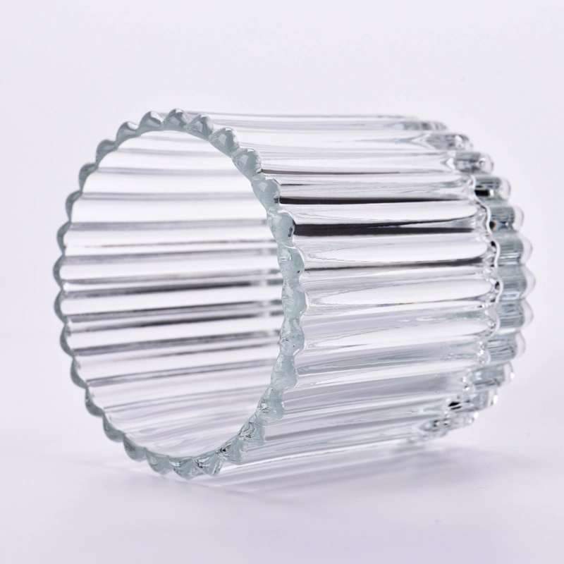 Customized Ribber Glass Candle Holder 9oz Glass Candle Jar Wholesale