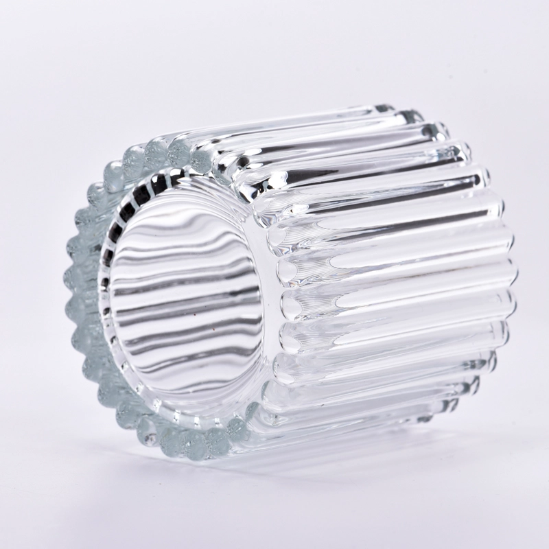 Customized Ribber Glass Candle Holder 9oz Glass Candle Jar Wholesale