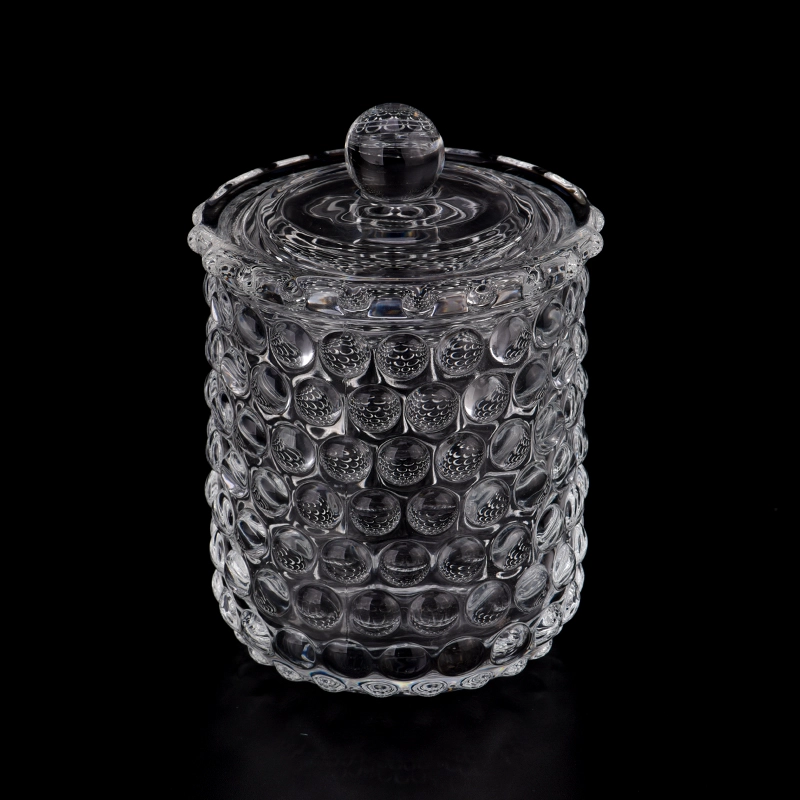 Dots Pattern Glass Candle Vessel with Lids Wholesale Dots Pattern Glass Candle Vessel with Lids Wholesale