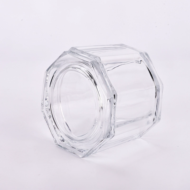Hexagonal Glass Jar With Lids Glass Vessel for Candle Making
