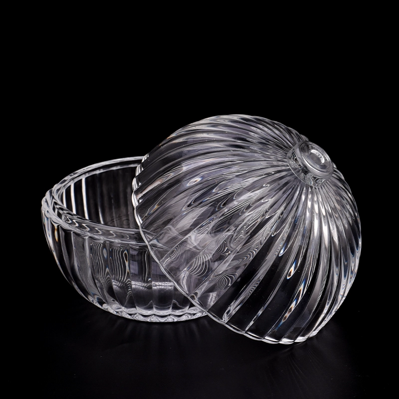 Ball Shaped Glass Candle Jar with Lids Ribber Glass Candle Holder with Lids