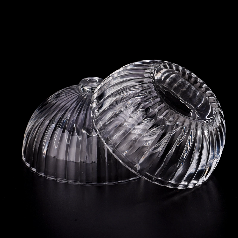 Ball Shaped Glass Candle Jar with Lids Ribber Glass Candle Holder with Lids