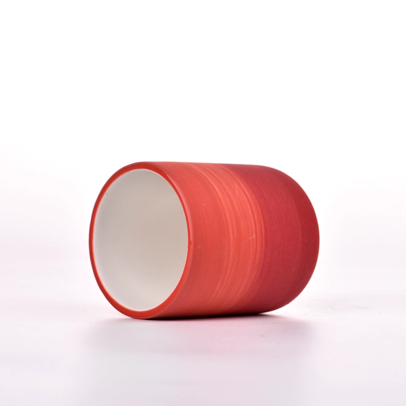 165ml Red Ceramic Candle Holders Customized Color Ceramic Vessel for Candle Making