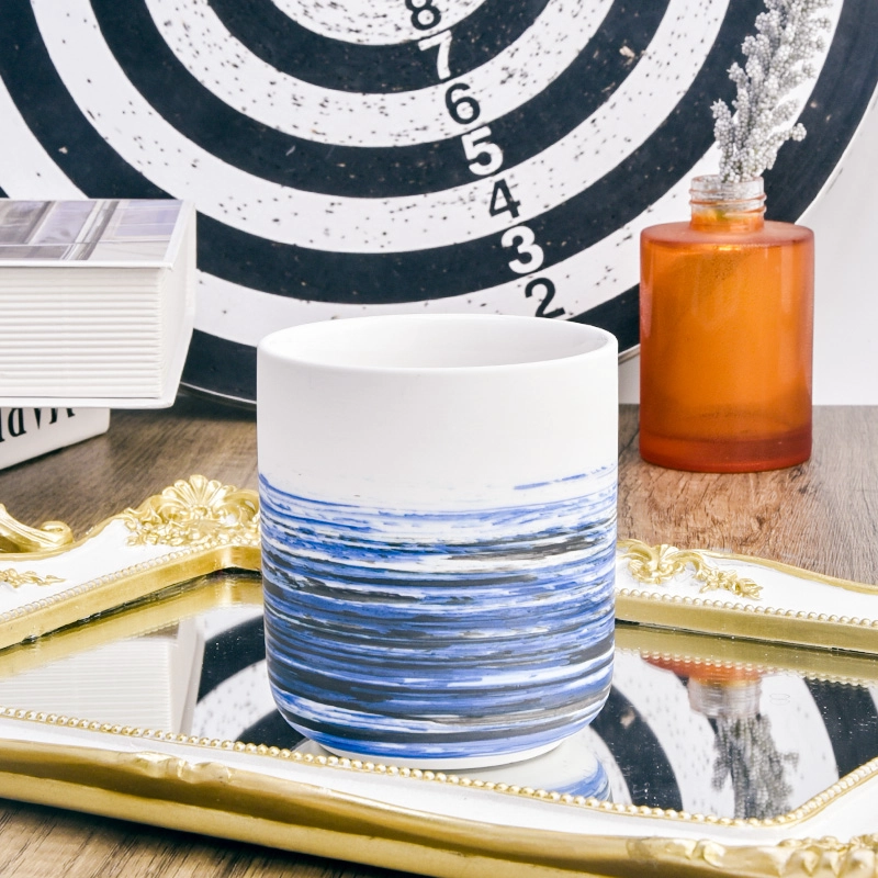 Brush Paint Ceramic Candle Vessels 10oz Scent Wax Ceramic Candle Brush Paint Ceramic Candle Vessels 10oz Scent Wax Ceramic Candle