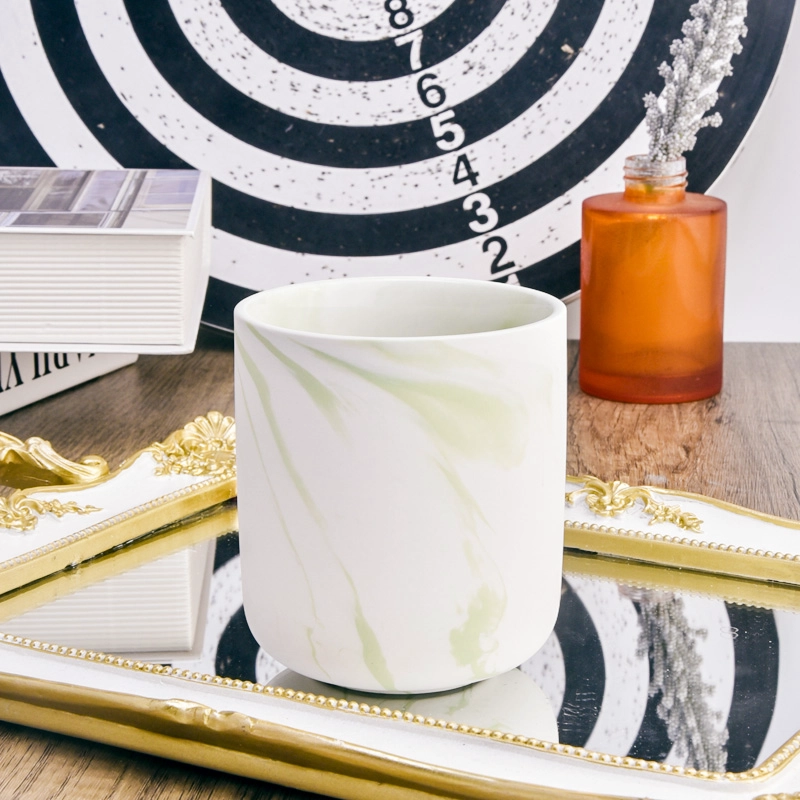 Matte Ceramic Candle Vessels Wholesale Customized Marble Ceramic Candle Jars For Decoration Matte Ceramic Candle Vessels Wholesale Customized Marble Ceramic Candle Jars For Decoration