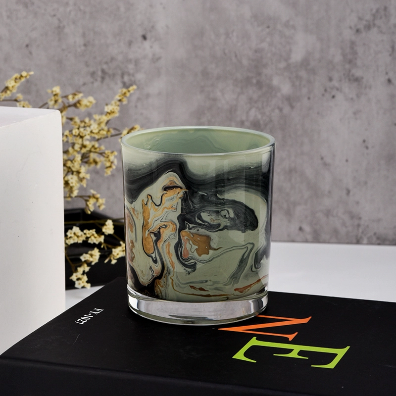 8oz Colorful Painting Glass Candle Jar Candle Holder for home decor