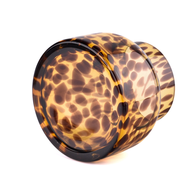 Luxury amber glass candle holder large capacity glass candle jars wholesale