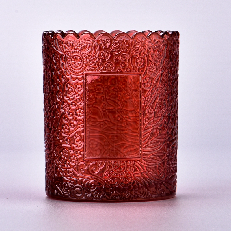 Hot Sale Embossed Glass Candle Holders 255ml Glass Candle Vessels Hot Sale Embossed Glass Candle Holders 255ml Glass Candle Vessels