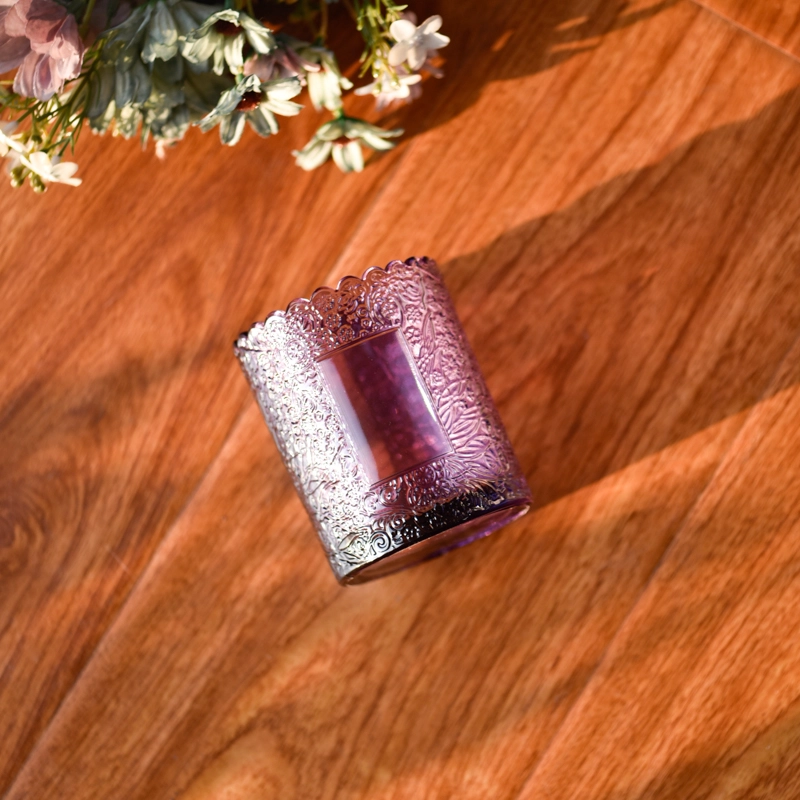 Popular Customized Embossed Glass Candle Holders For Decoration Popular Customized Embossed Glass Candle Holders For Decoration