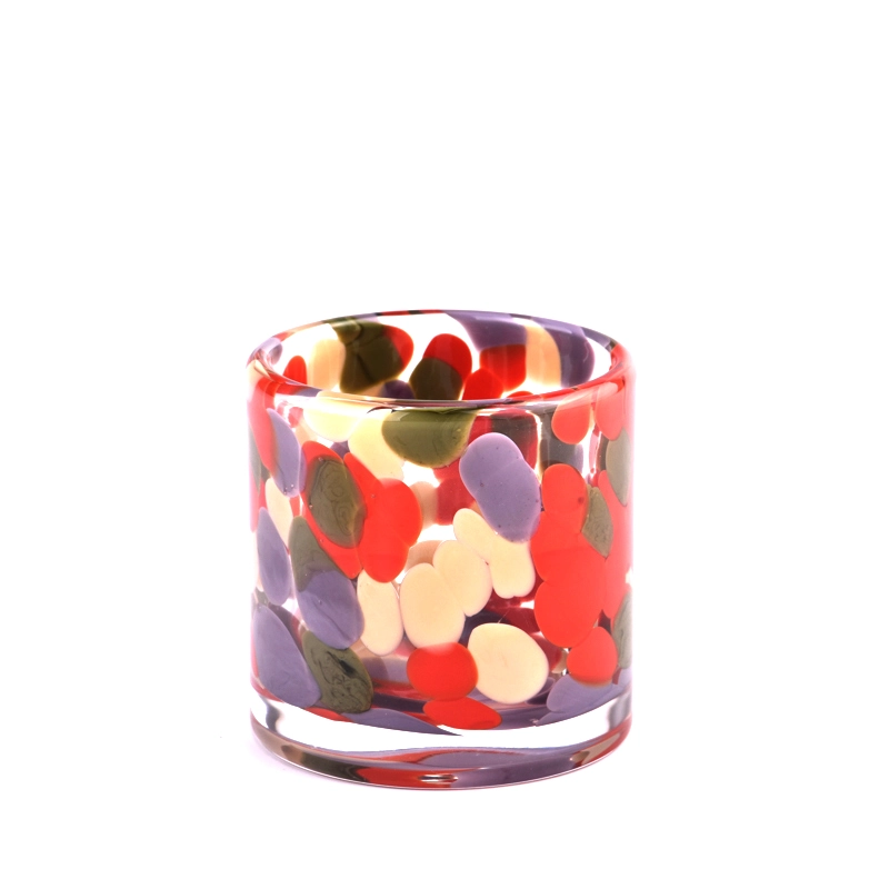 Leopard Print Handmade Glass Candle Jar For Candle Making Supplier