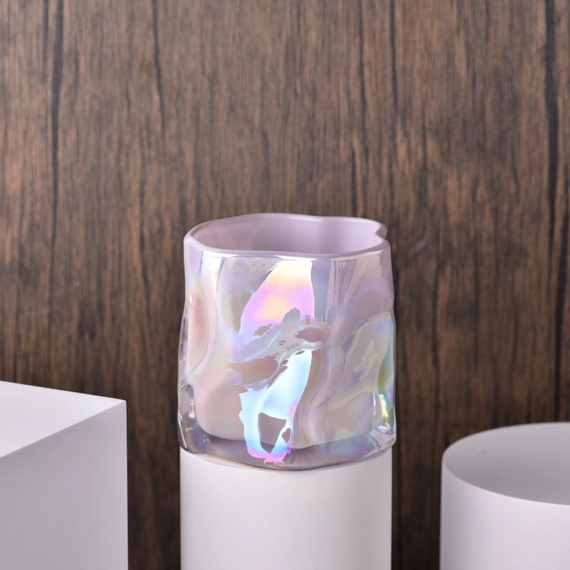 Unique Shape Glass Candle Holders Iridescent Glass Candle Vessels Wholesale Unique Shape Glass Candle Holders Iridescent Glass Candle Vessels Wholesale