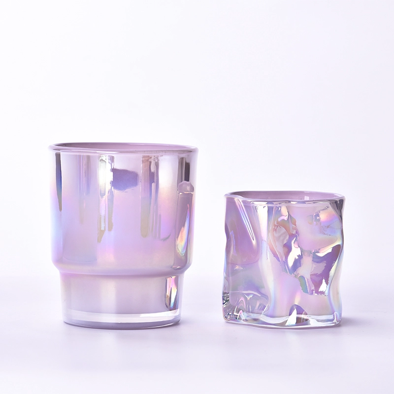Unique Shape Glass Candle Holders Iridescent Glass Candle Vessels Wholesale Unique Shape Glass Candle Holders Iridescent Glass Candle Vessels Wholesale