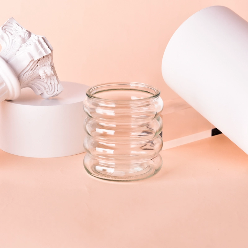 Unique design glass candle jar clear glass candle holder