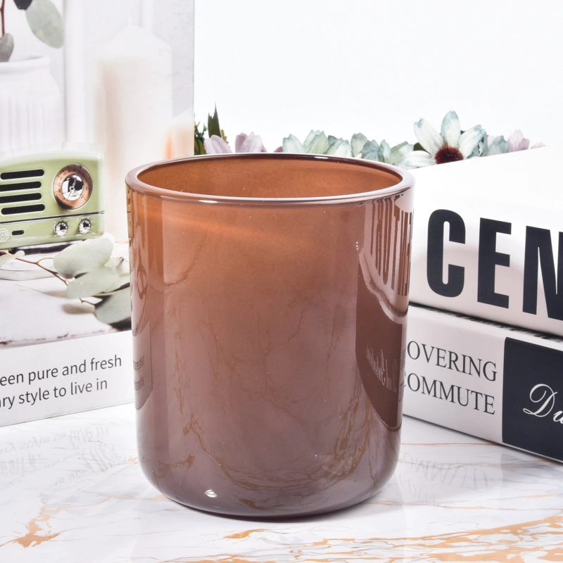 Amber Glass Candle Holders Customized 15oz Candle Glass Amber Glass Candle Holders Customized 15oz Candle Glass