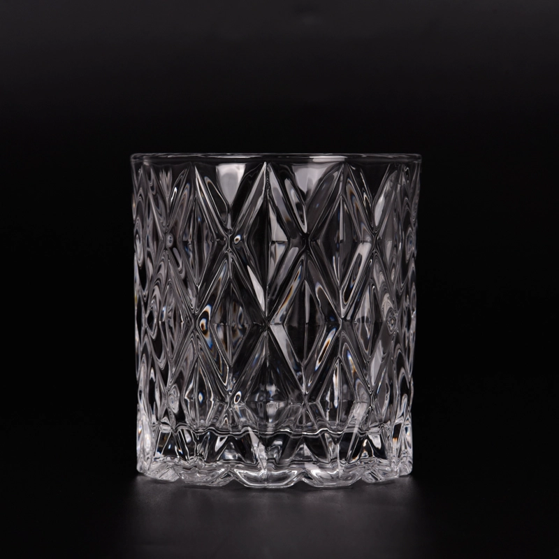 Luxury Diamond Pattern Glass Candle Holders 8oz Glass Candle Jars Wholesale Luxury Diamond Pattern Glass Candle Holders 8oz Glass Candle Jars Wholesale