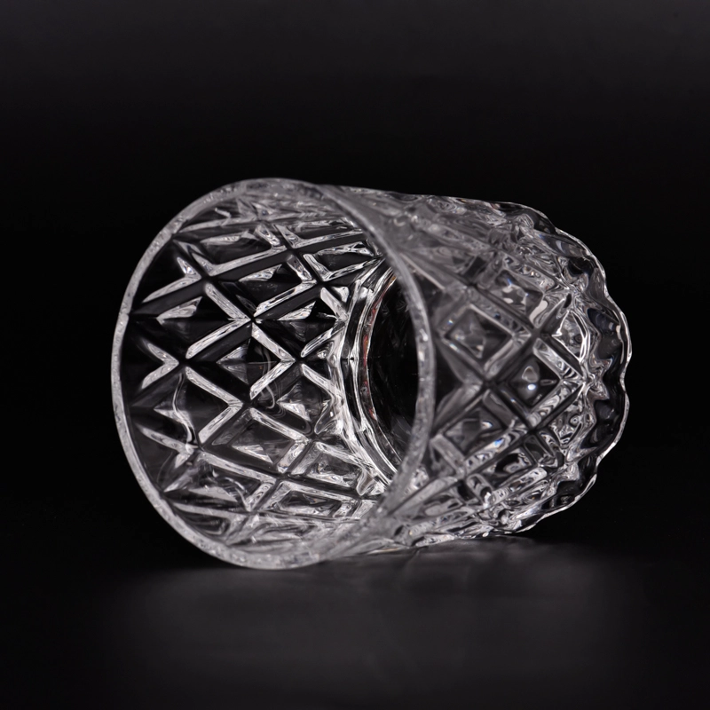 Luxury Diamond Pattern Glass Candle Holders 8oz Glass Candle Jars Wholesale Luxury Diamond Pattern Glass Candle Holders 8oz Glass Candle Jars Wholesale