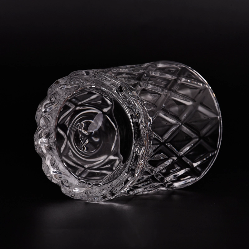Luxury Diamond Pattern Glass Candle Holders 8oz Glass Candle Jars Wholesale Luxury Diamond Pattern Glass Candle Holders 8oz Glass Candle Jars Wholesale